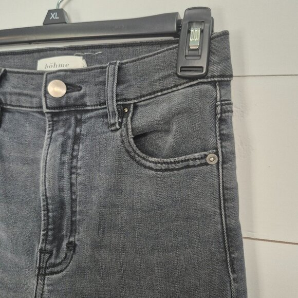 Böhme Womens High-Waisted Black Washed Straight-Leg Denim Jeans Size 25 - Picture 3 of 7